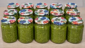 Зелена паста «Соус здоров’я»! Щороку роблю по 90 баночок — смакує до м’яса, риби, картоплі й просто на хліб
